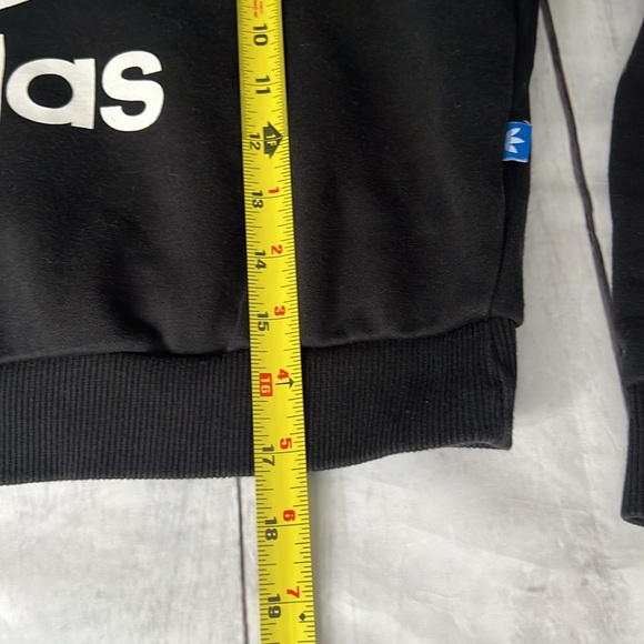 Adidas Originals Crop Hoodie Women's M Black Pullover Sweatshirt - Picture 4 of 8
